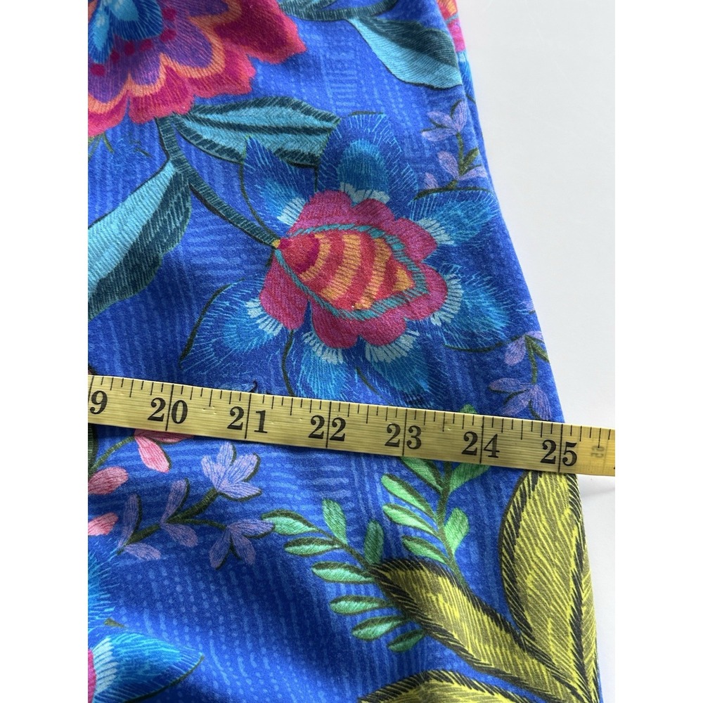 Johnny Was Rumba Tiered Pants L Blue Floral Rayon Palazzo Wide Leg Boho Resort - Picture 15 of 16